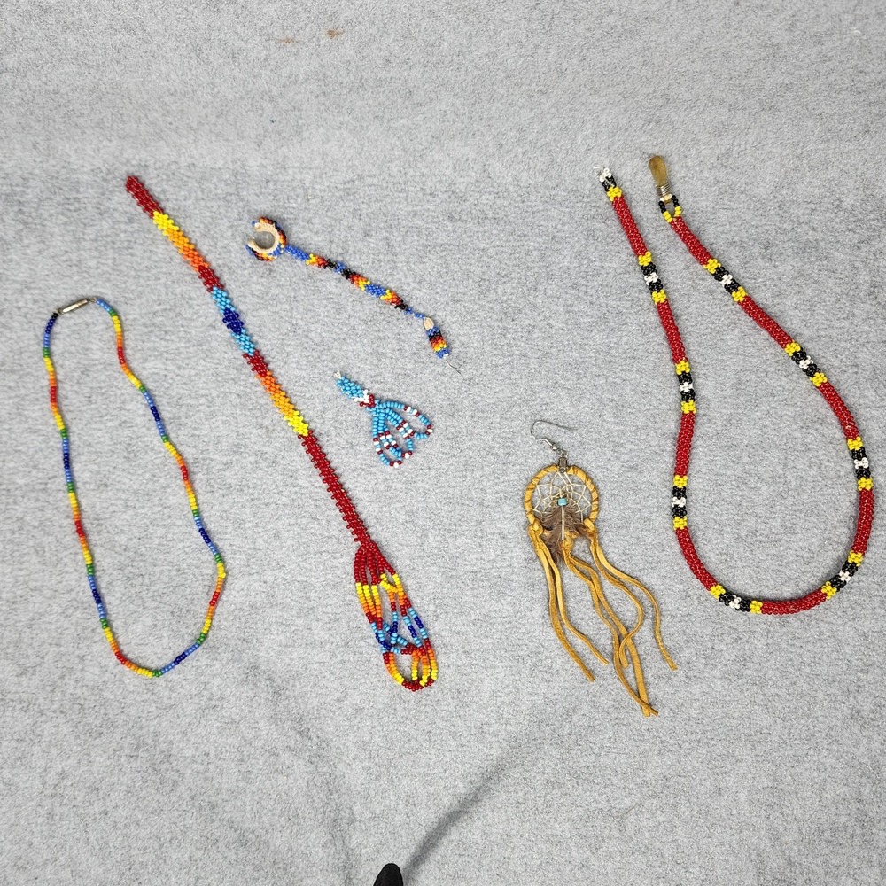 Vintage Lot Native American Style Hand Beaded Jewelry Parts‎ Repair Craft Mix